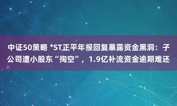 中证50策略 *ST正平年报回复暴露资金黑洞：子公司遭小股东“掏空”，1.9亿补流资金逾期难还